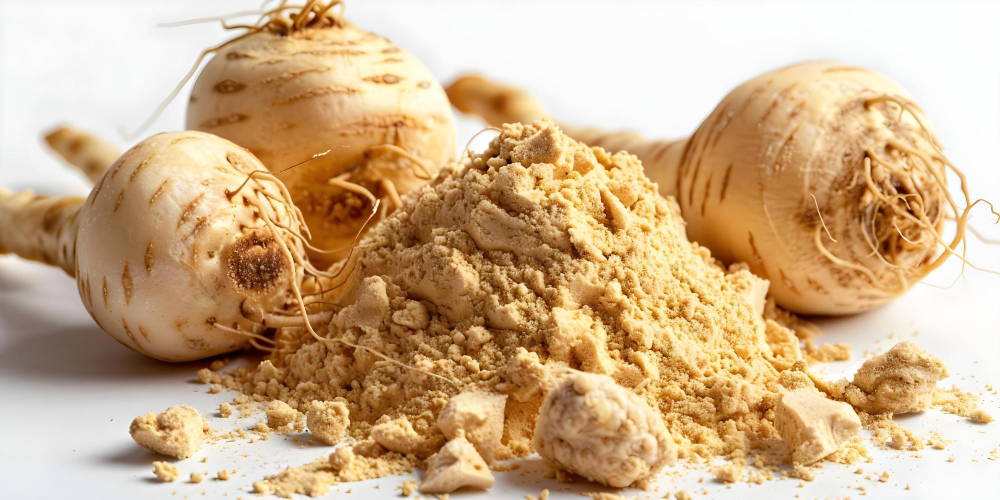 hele maca knollen en maca poeder